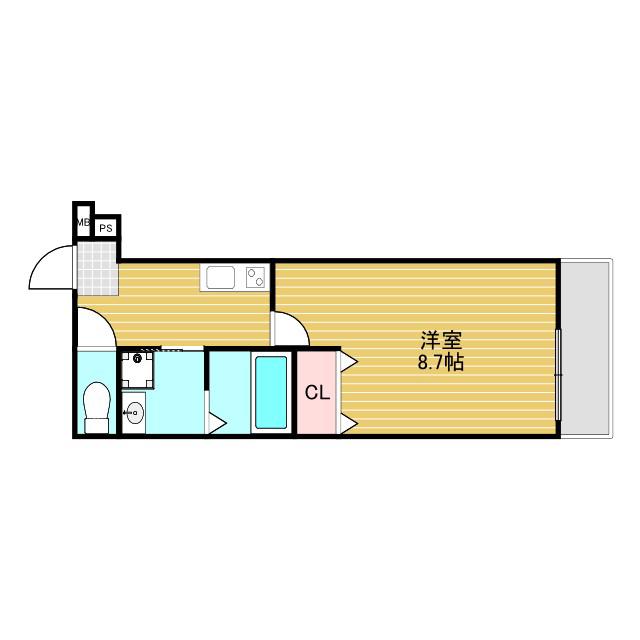 フジパレス北公園3番館(1K/2階)の間取り写真