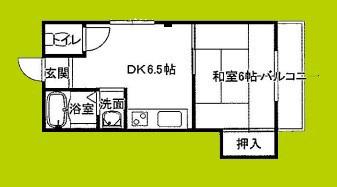 千船ハイツ(1DK/2階)の間取り写真