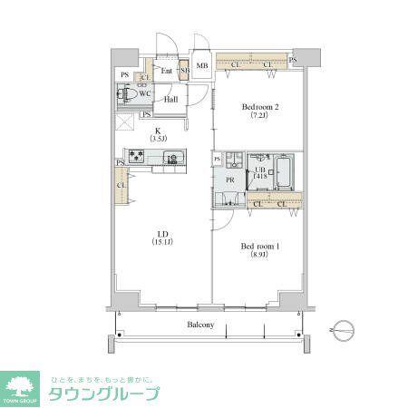 カスタリア新栄II(2LDK/12階)の間取り写真