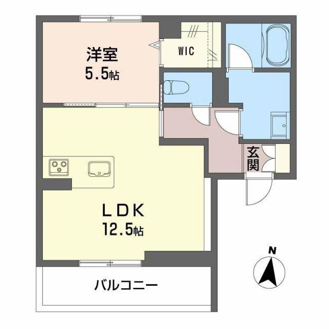 ノルディア野田(1LDK/2階)の間取り写真