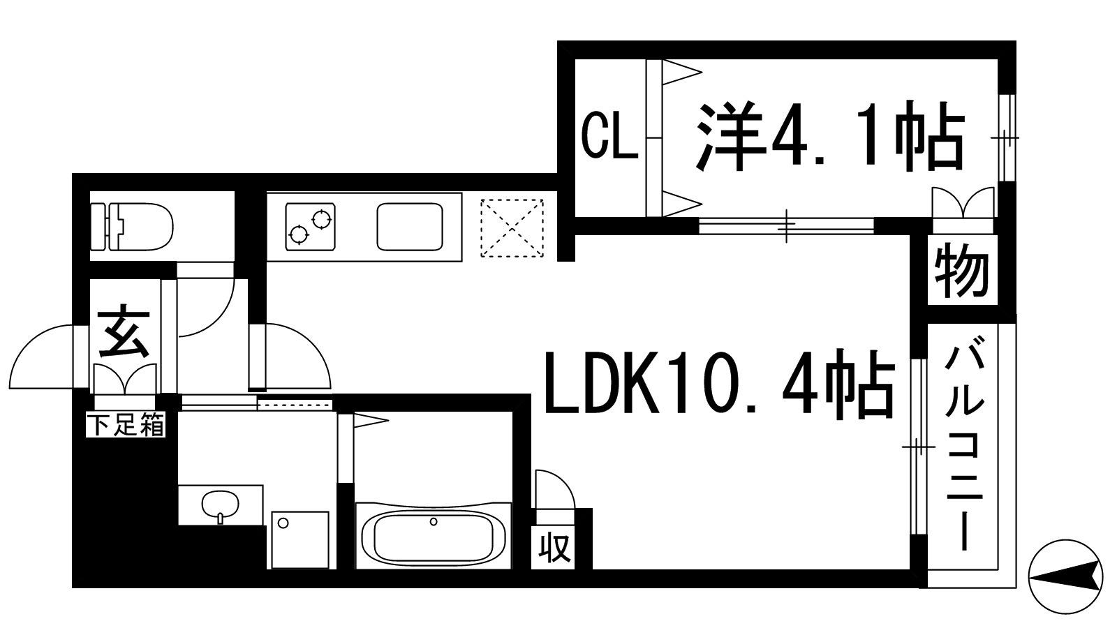 SHELL POOL Ⅴ(1LDK/2階)の間取り写真