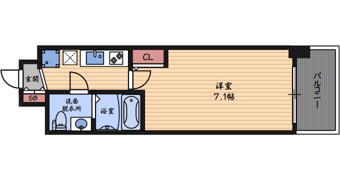 セレニテ福島CALME(1K/9階)の間取り写真