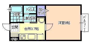 パークハイツ(1K/2階)の間取り写真