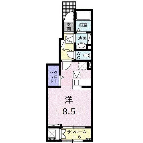 コスモフィオーレIII B(ワンルーム/1階)の間取り写真