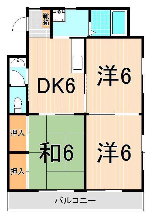 荒川マンション(3DK/1階)の間取り写真