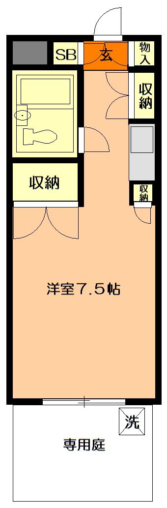 ワコーレ武蔵浦和(ワンルーム/1階)の間取り写真
