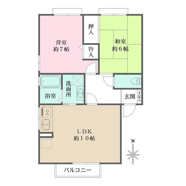 コンフォ大寿A棟(2LDK/1階)の間取り写真