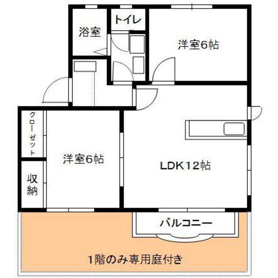 コーポ・ララバイB棟(2LDK/2階)の間取り写真