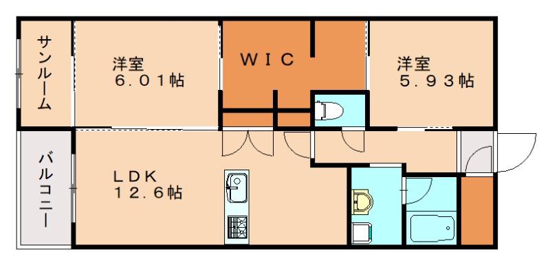 赤坂リプル(2LDK/5階)の間取り写真