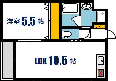 メープルリーフコート(1LDK/2階)の間取り写真