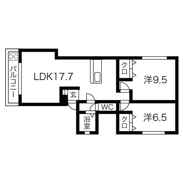 ベレーザ西七条(2LDK/3階)の間取り写真