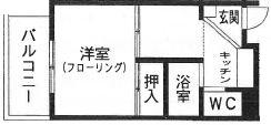 カサ クレモナ西館(1K/3階)の間取り写真