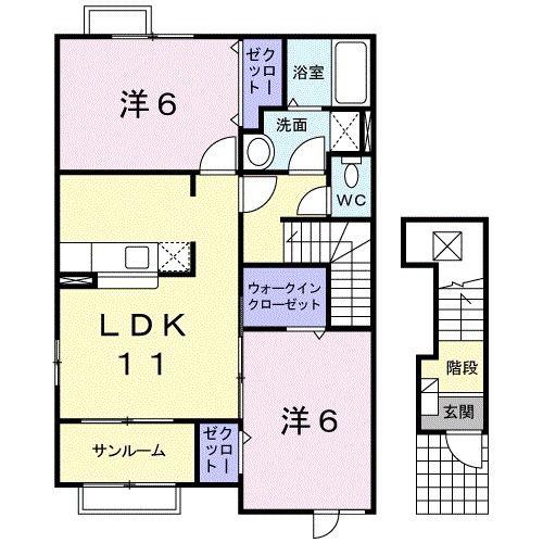 グルンバルト(2LDK/2階)の間取り写真