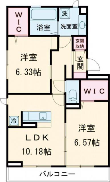 サンヒルズ天神 B棟(2LDK/3階)の間取り写真