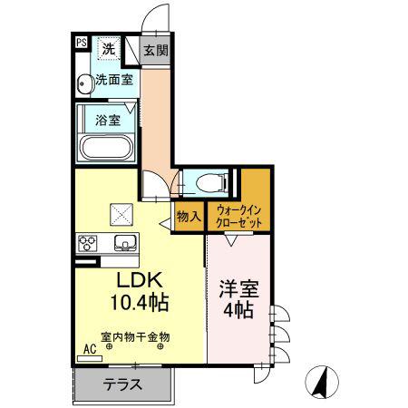 RECENTE和田 A(1LDK/1階)の間取り写真