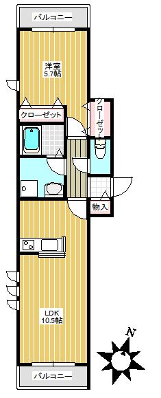 ボヌール千川一号館(1LDK/2階)の間取り写真