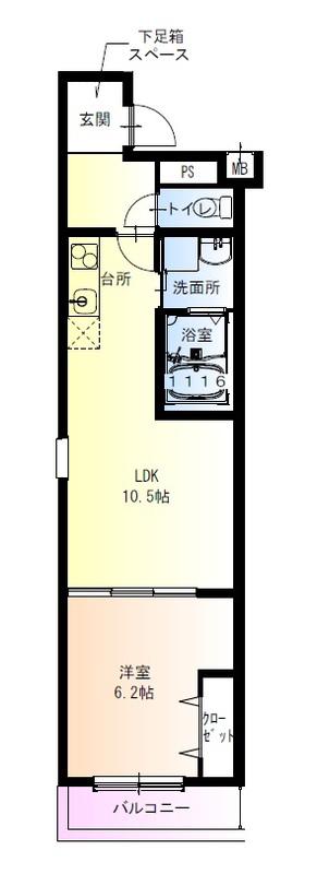 フジパレス吹田岸部(1LDK/3階)の間取り写真