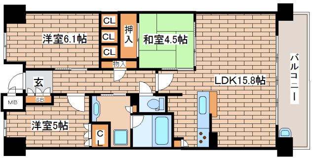 パークホームズ神戸ザ・レジデンス(3LDK/12階)の間取り写真