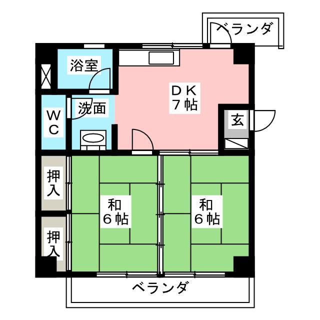 コーポ大島(2DK/3階)の間取り写真