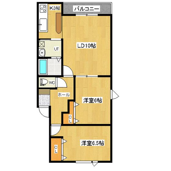 コーポふかざわ(2LDK/2階)の間取り写真