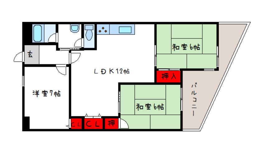 アンリハイツ(3LDK/3階)の間取り写真