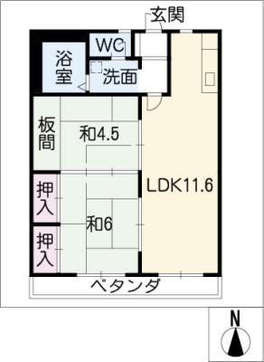 ビクトリーマンション(2LDK/4階)の間取り写真