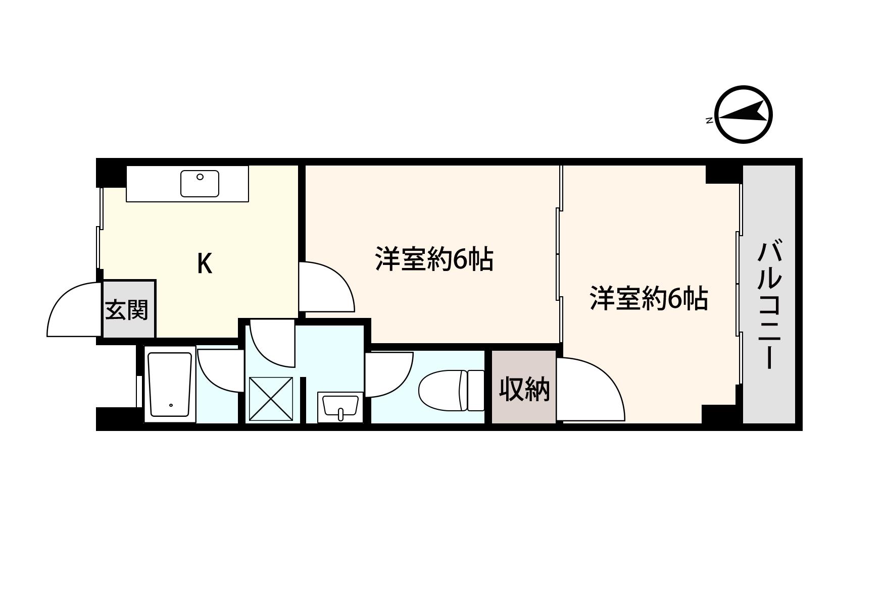 アシスト第2福井マンション(2K/4階)の間取り写真