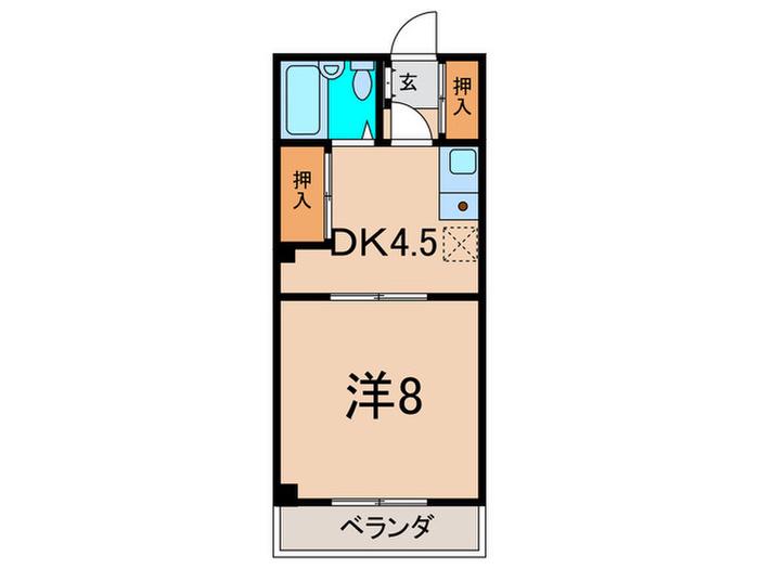 アサヒピアハイム二子新地(1DK/2階)の間取り写真