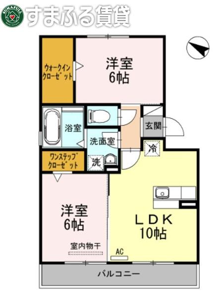 プリーズ錦(2LDK/3階)の間取り写真