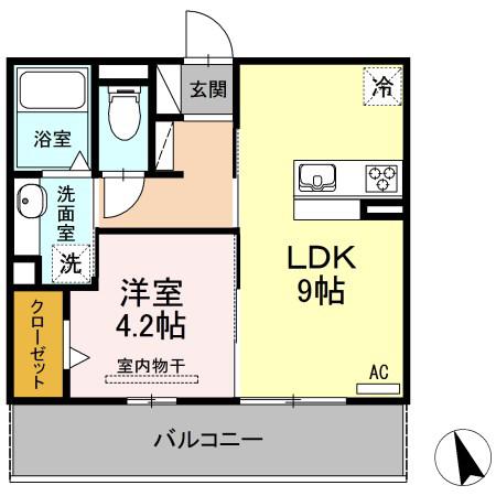 LOCOMOCOIII(1LDK/2階)の間取り写真