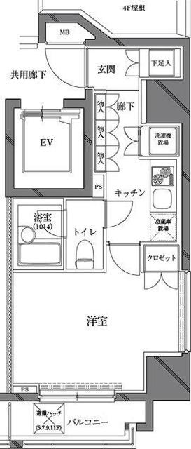 セジョリ西麻布(1K/10階)の間取り写真