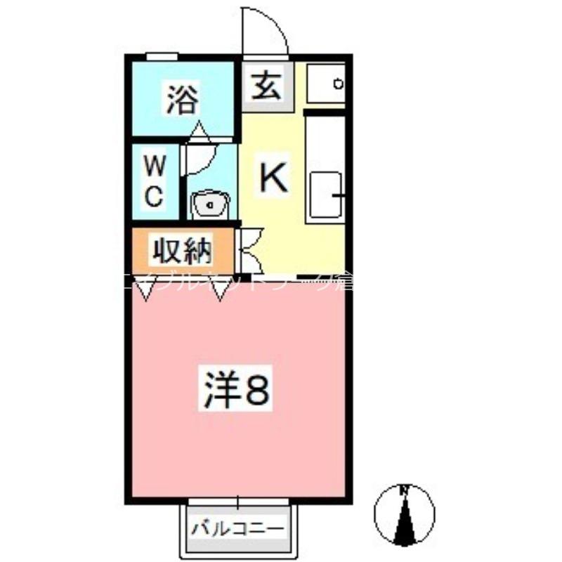セゾン和気 A(1K/2階)の間取り写真