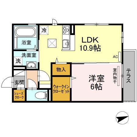 ジャスミンHYM I(1LDK/1階)の間取り写真