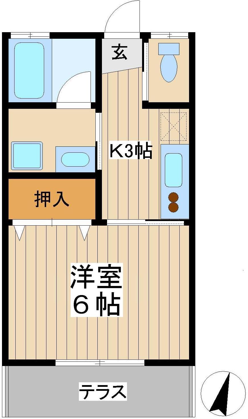 めぐみハイツ(1K/1階)の間取り写真