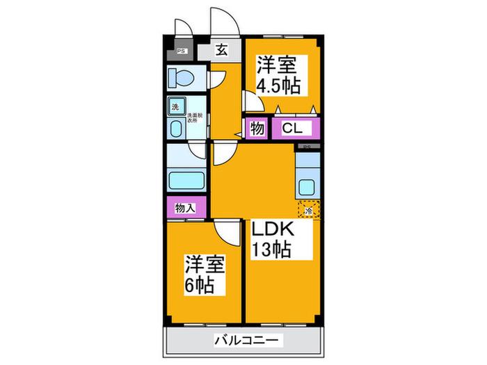 レヂデンスレイク深井(2LDK/4階)の間取り写真