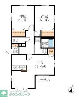 シャンベール北鎌倉II(2LDK/1階)の間取り写真