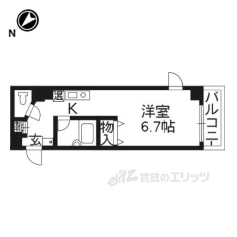 エミネンスコート瀬田(1K/2階)の間取り写真