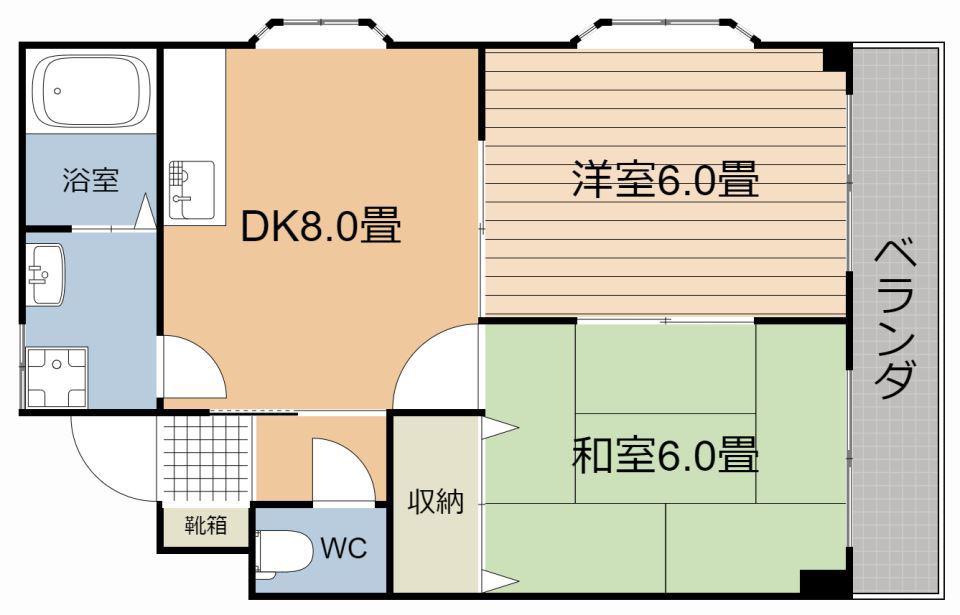 ヒロ2000(2DK/2階)の間取り写真