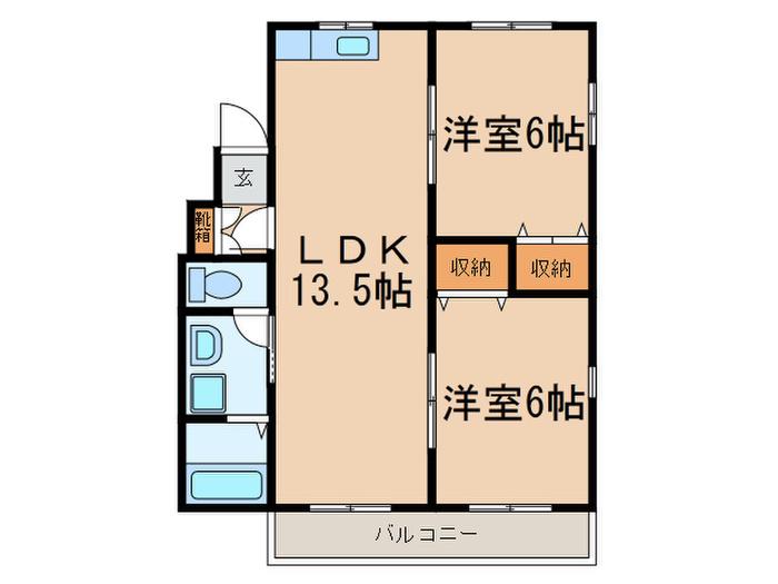 ライフステージ三好ヶ丘(2LDK/1階)の間取り写真
