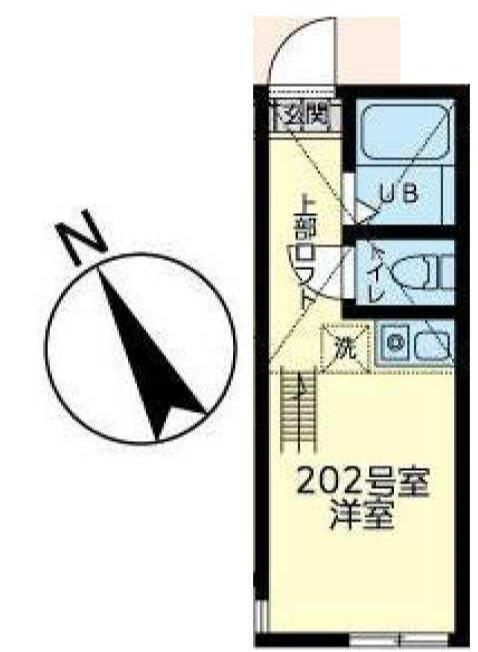 ユナイト石川町ぺルファボーレ(ワンルーム/2階)の間取り写真