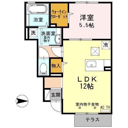 CUTE金澤(1LDK/1階)の間取り写真