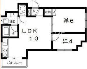 シティライフ帝塚山(2LDK/3階)の間取り写真