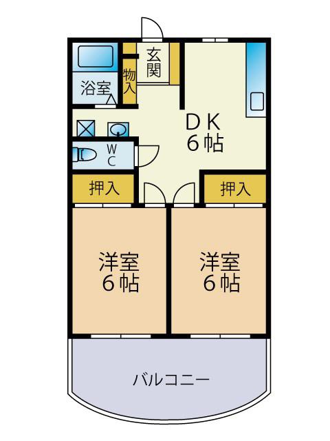イズミール(2DK/2階)の間取り写真