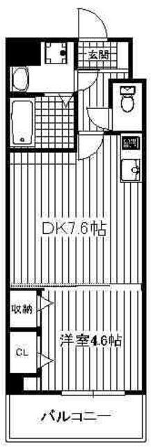 アンジェール高砂(1DK/4階)の間取り写真
