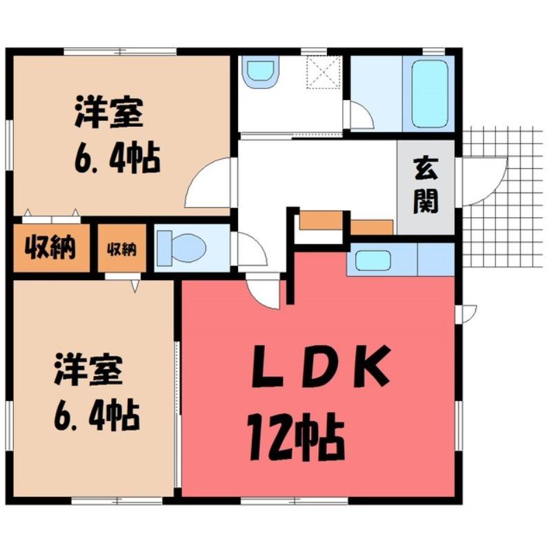 ヴィラージュコート宮前 A棟(2LDK/1階)の間取り写真