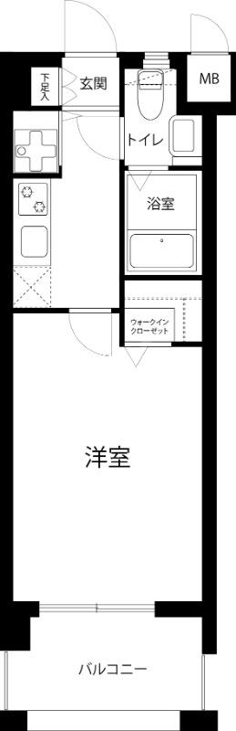 エシッド天神南(1K/2階)の間取り写真