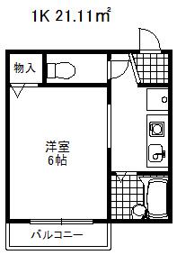ヒルズ山下Ⅱ(1K/1階)の間取り写真