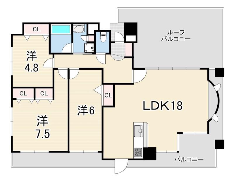 ワコーレ甲子園口フィールズ(2SLDK/6階)の間取り写真