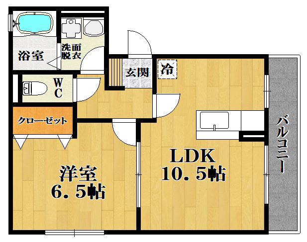 エスポワール(1LDK/3階)の間取り写真