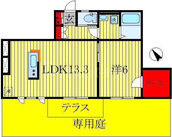 みずのえ(1LDK/1階)の間取り写真